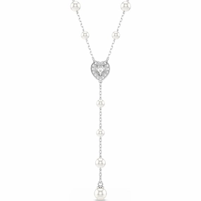 SS25 Capsule: Angelic Pave Heart & Pearls CRY/RHS T-Shaped Necklace