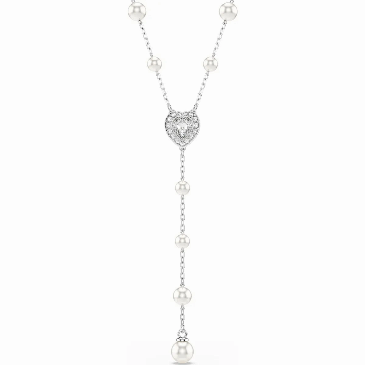 SS25 Capsule: Angelic Pave Heart & Pearls CRY/RHS T-Shaped Necklace