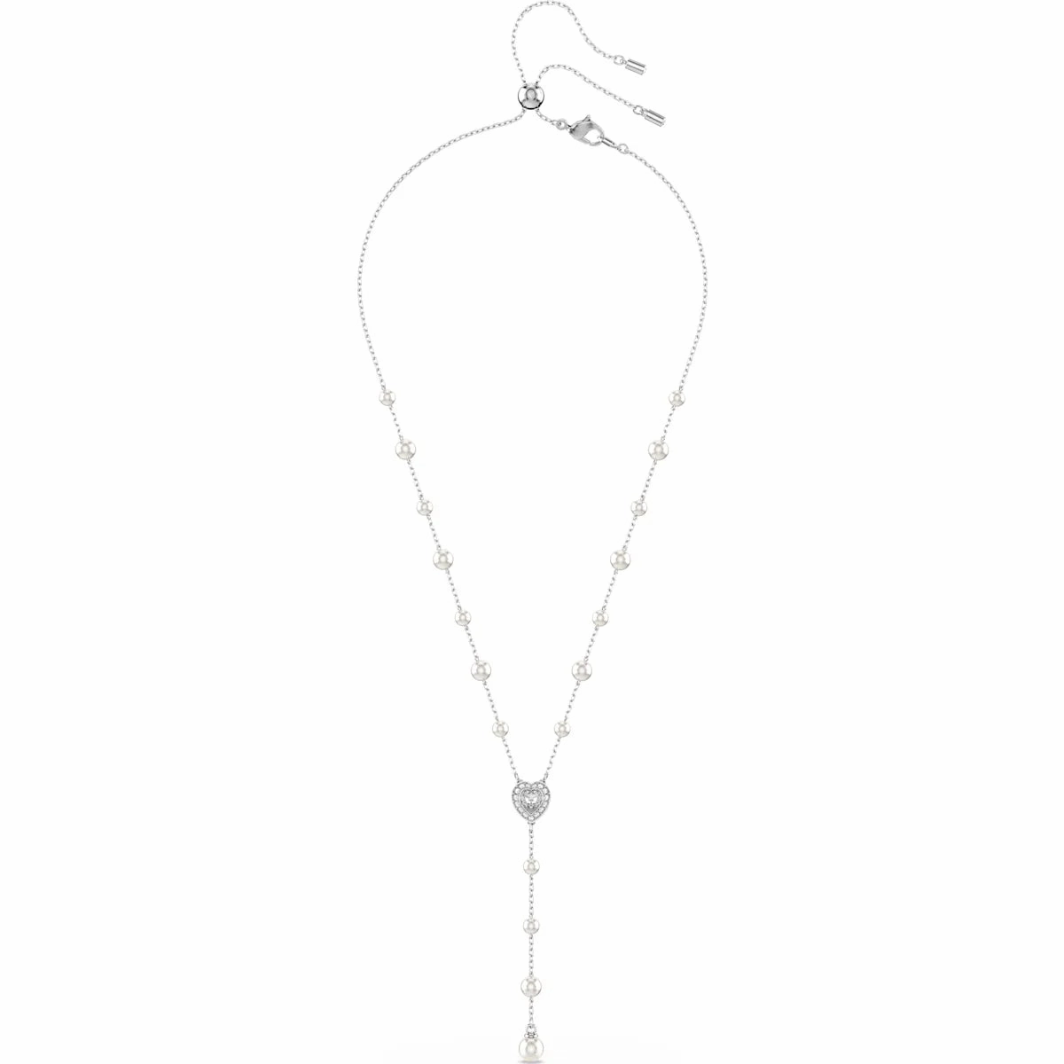 SS25 Capsule: Angelic Pave Heart & Pearls CRY/RHS T-Shaped Necklace