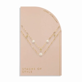 Stacks Of Style White Pearl Gold Plated Necklace 7820