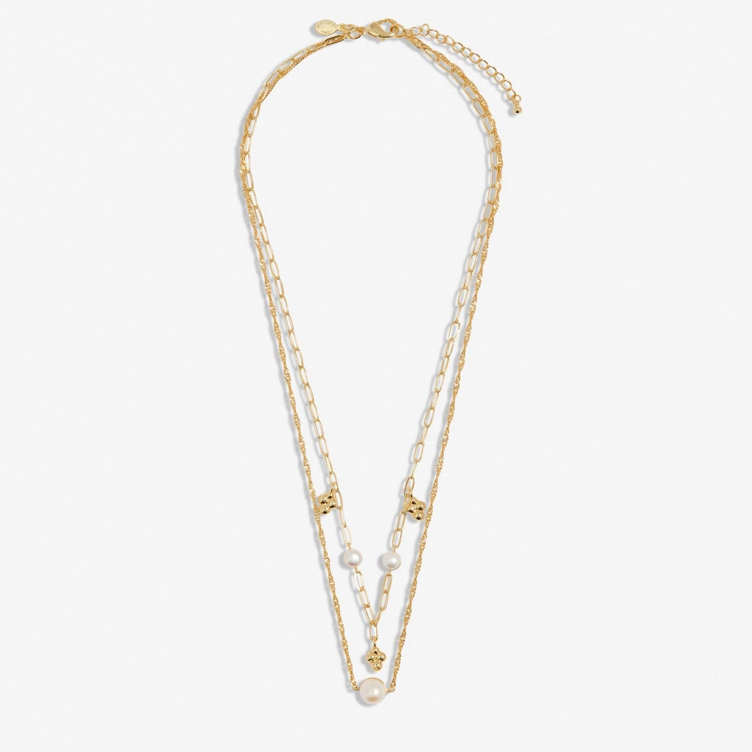 Stacks Of Style White Pearl Gold Plated Necklace 7820