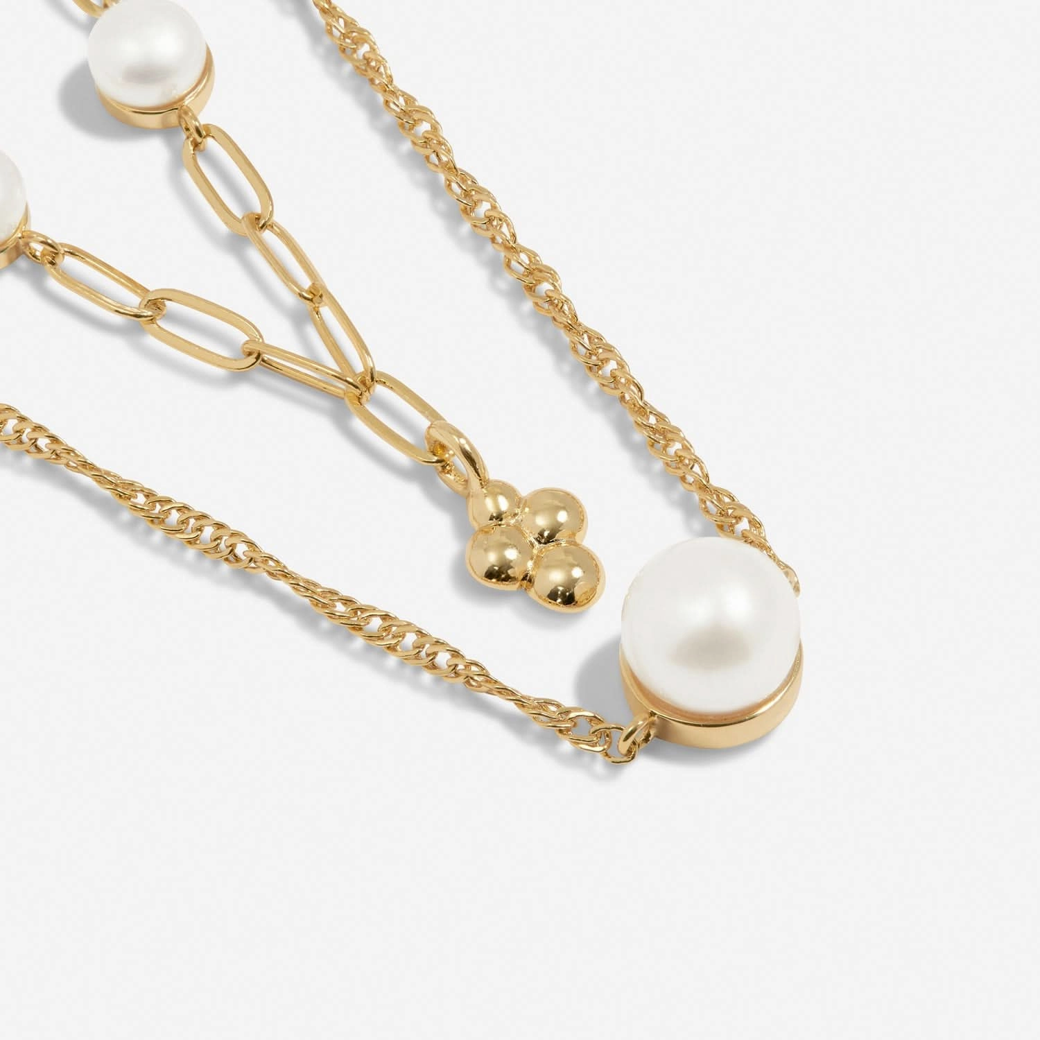 Stacks Of Style White Pearl Gold Plated Necklace 7820
