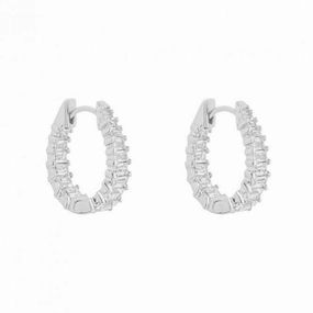 Statement Baguette Zirconia Hoop Earrings E6191
