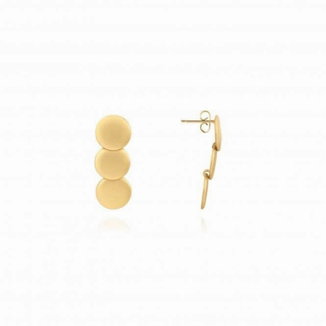 Statement Earrings Gold Matte Linked Discs Earrings 4413