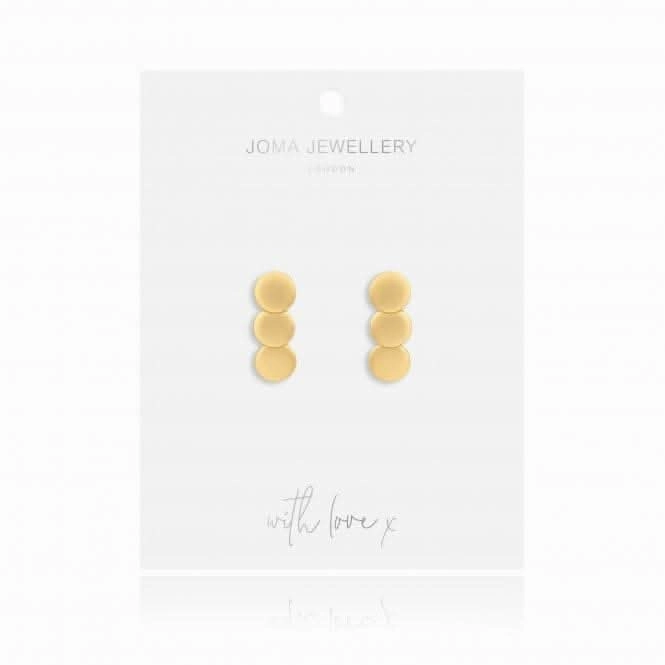 Statement Earrings Gold Matte Linked Discs Earrings 4413
