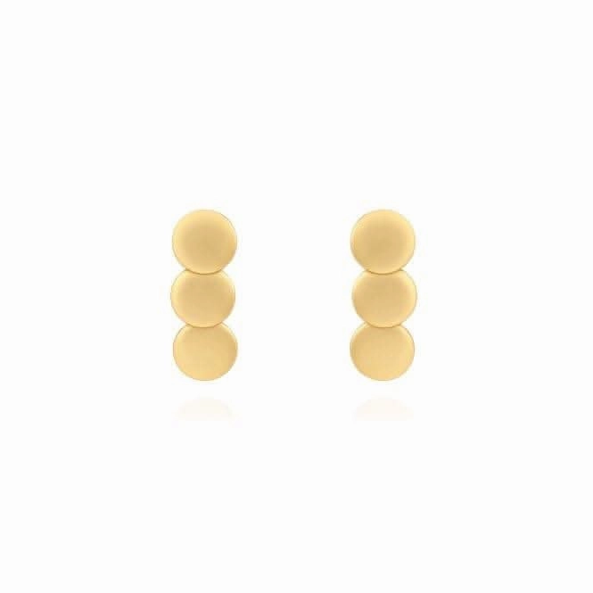 Statement Earrings Gold Matte Linked Discs Earrings 4413