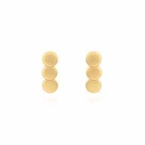 Statement Earrings Gold Matte Linked Discs Earrings 4413