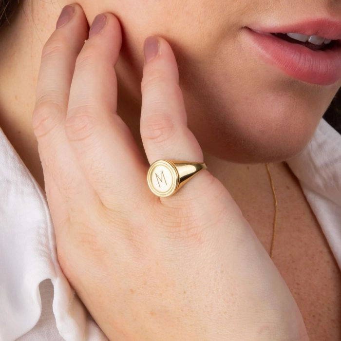 Statement Gold Plated Signet Ring R3829