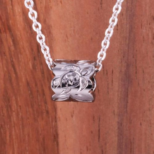 Sterling Black Silver Plated Maile Leaf with Honu (Turtle) Barrel Pendant (Chain Sold Separately)