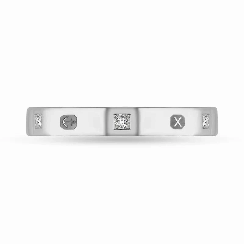 Sterling Silver 0.09ct Diamond Queen's Jubilee Hallmark Princess Cut 3mm Ring D