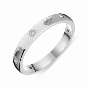 Sterling Silver 0.18ct Diamond Queen's Jubilee Hallmark 6mm Ring D