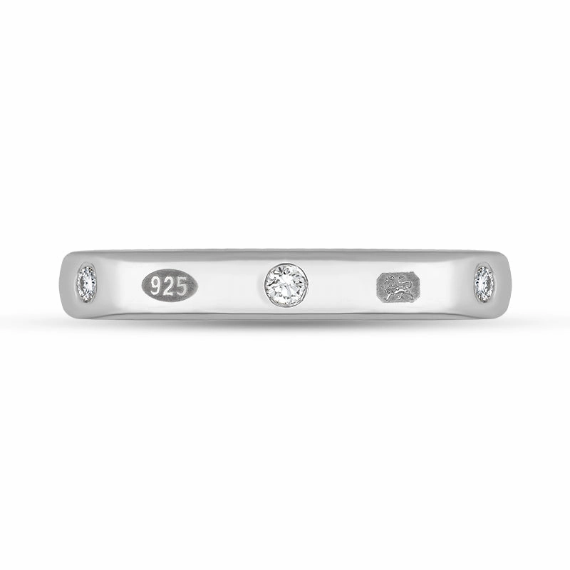 Sterling Silver 0.18ct Diamond Queen's Jubilee Hallmark 6mm Ring D
