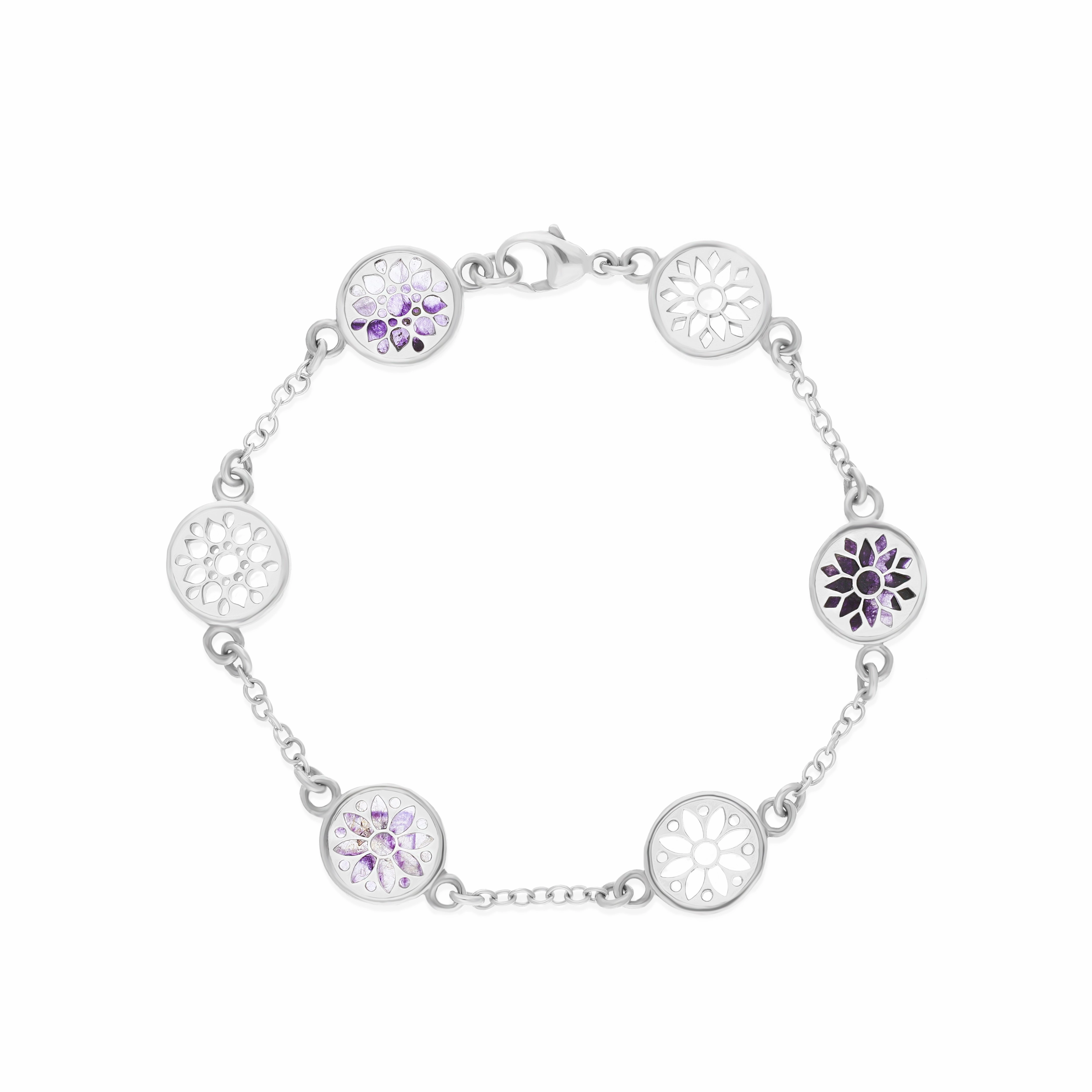 Sterling Silver 10mm Blue John Six Flower Burst Chatsworth Dcor Bracelet