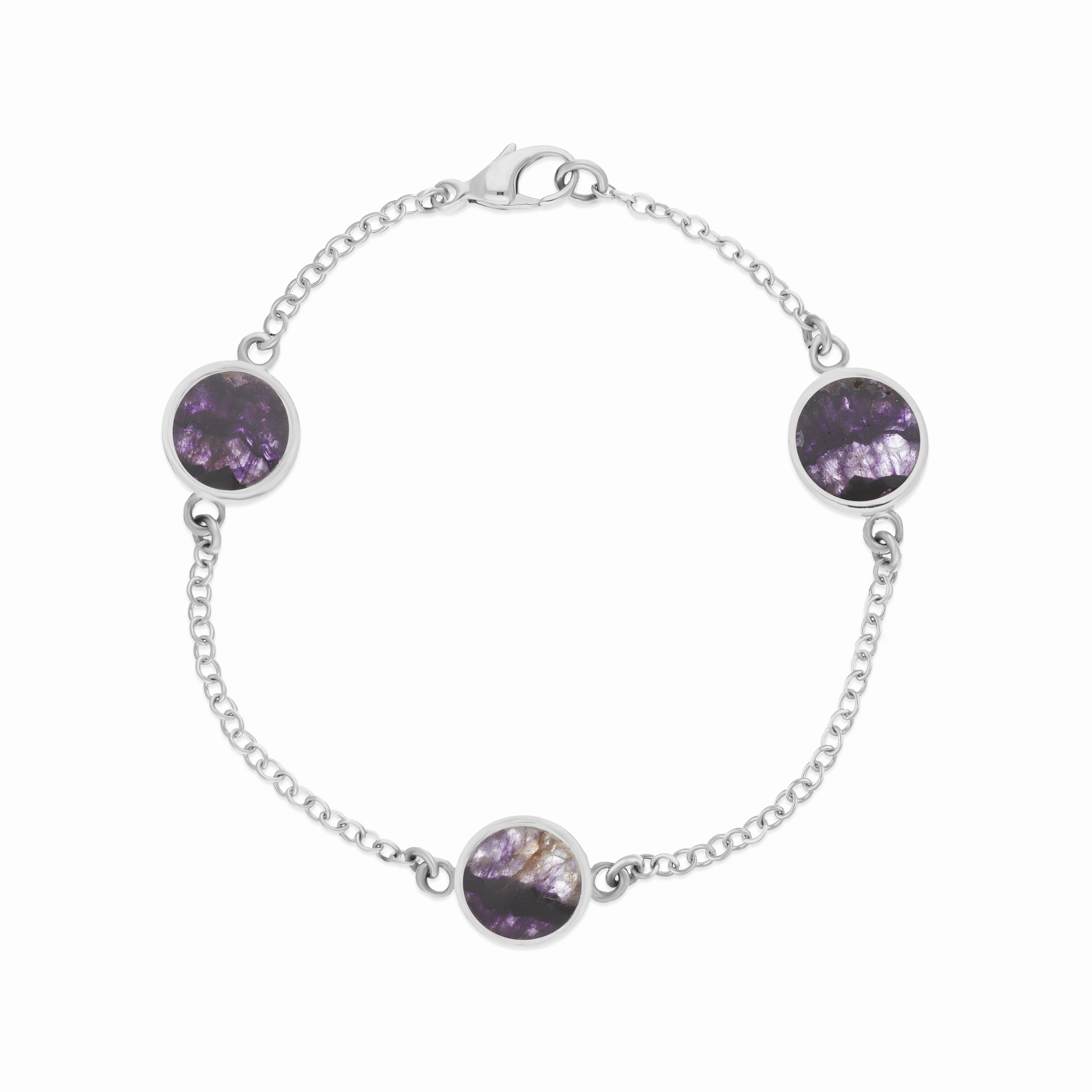 Sterling Silver 10mm Blue John Three Flower Burst Chatsworth Dcor Bracelet