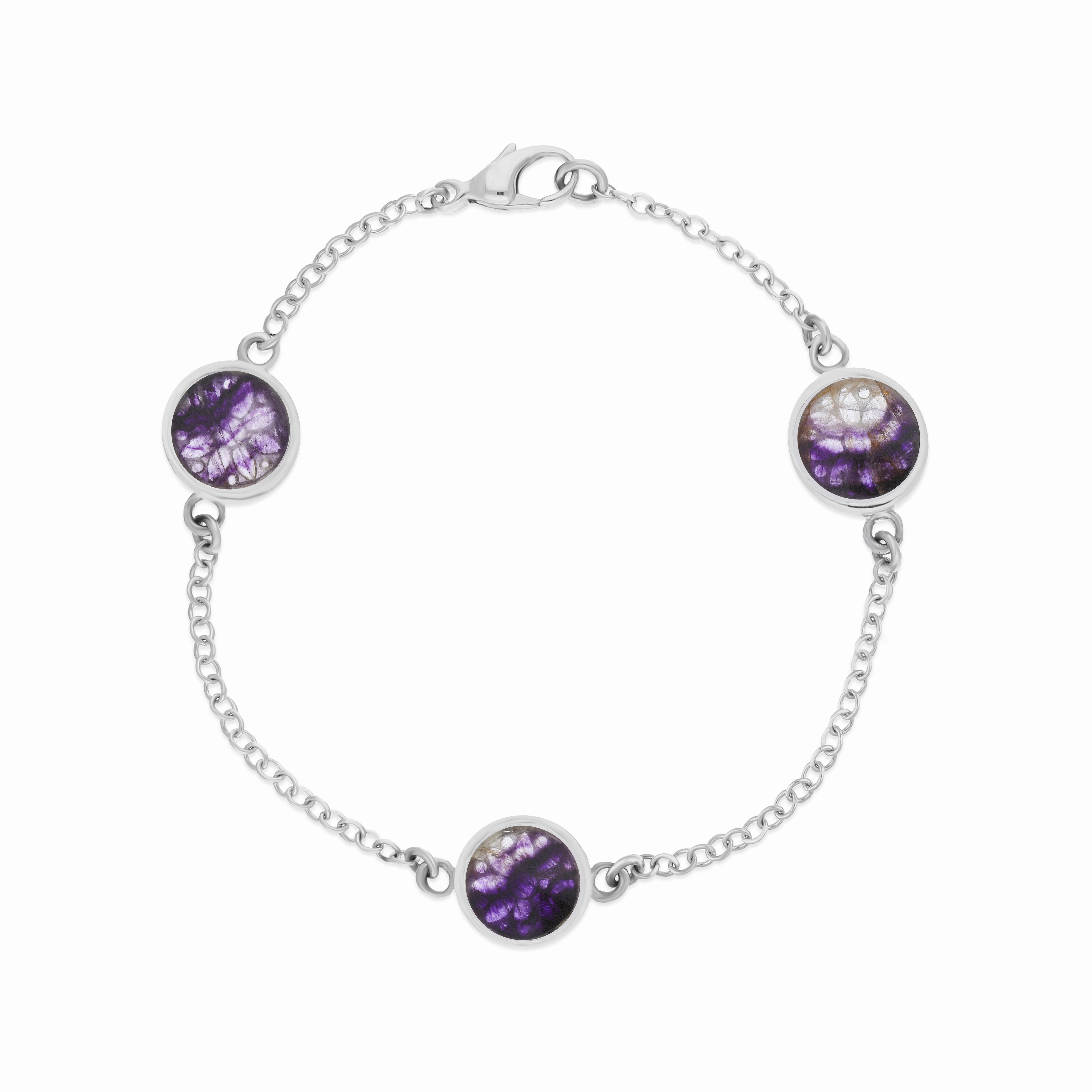Sterling Silver 10mm Blue John Three Flower Burst Chatsworth Dcor Bracelet