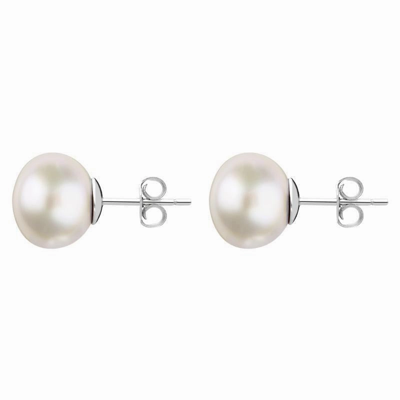 Sterling Silver 10mm White Freshwater Pearl Stud Earrings