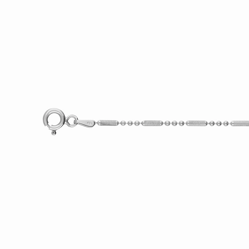 Sterling Silver 16 Inch Satin Finish Tube and Bead Link Chain D