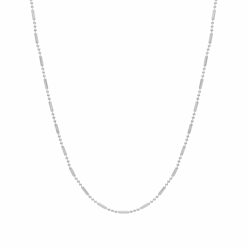 Sterling Silver 16 Inch Satin Finish Tube and Bead Link Chain D