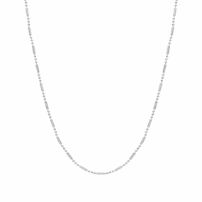 Sterling Silver 16 Inch Satin Finish Tube and Bead Link Chain D