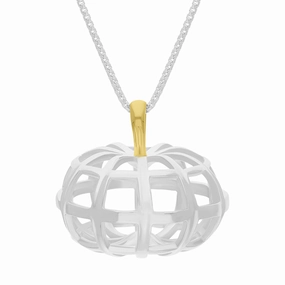 Sterling Silver 18ct Yellow Gold Plated House & Garden Pumpkin Large Pendant D