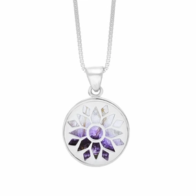 Sterling Silver 18mm Blue John Chatsworth Dcor Round Pendant
