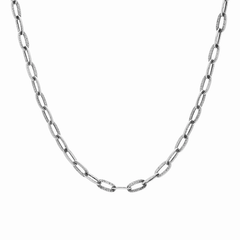 Sterling Silver 20 Inch Satinised Paper Link Chain With Extender D