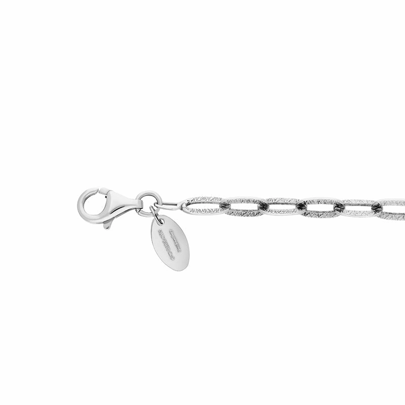 Sterling Silver 20 Inch Satinised Paper Link Chain With Extender D
