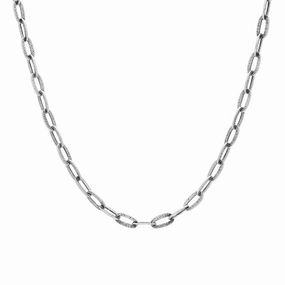 Sterling Silver 20 Inch Satinised Paper Link Chain With Extender D