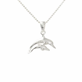 Sterling Silver 2 Dolphin Pendant (Chain Sold Separately)