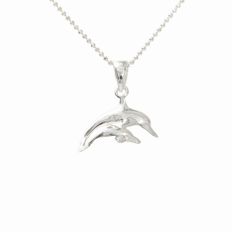 Sterling Silver 2 Dolphin Pendant (Chain Sold Separately)