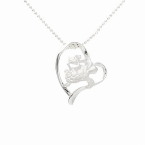 Sterling Silver 2 Honu (Hawaiian Turtle) in Heart Pendant (Chain Sold Separately)