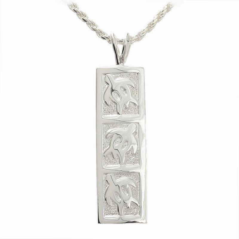 Sterling Silver 3 Honu (Turtle) Vertical Pendant (8mm/10mm) (Chain Sold Separately)