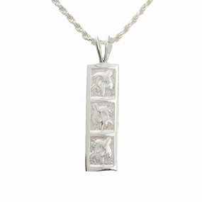 Sterling Silver 3 Honu (Turtle) Vertical Pendant (8mm/10mm) (Chain Sold Separately)