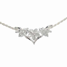 Sterling Silver 3 Plumeria with CZ Slider Pendant (Chain Sold Separately)