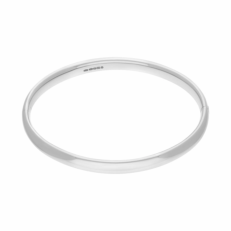 Sterling Silver 4mm Domed Hinged Bangle