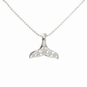 Sterling Silver 5 Plumeria in Whale Tail Pendant (S/M/L) (Chain Sold Separately)