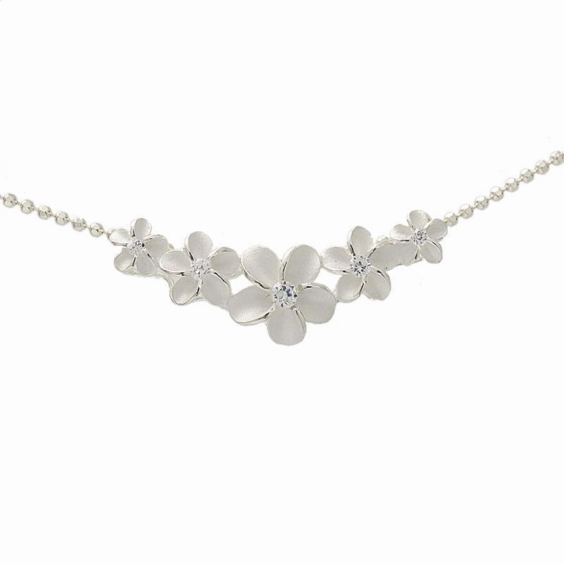 Sterling Silver 5 Plumeria with CZ Slider Pendant (Chain Sold Separately)
