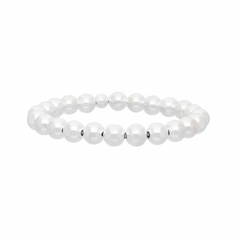 Sterling Silver 8mm White Bead Bracelet