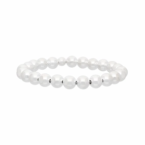 Sterling Silver 8mm White Bead Bracelet
