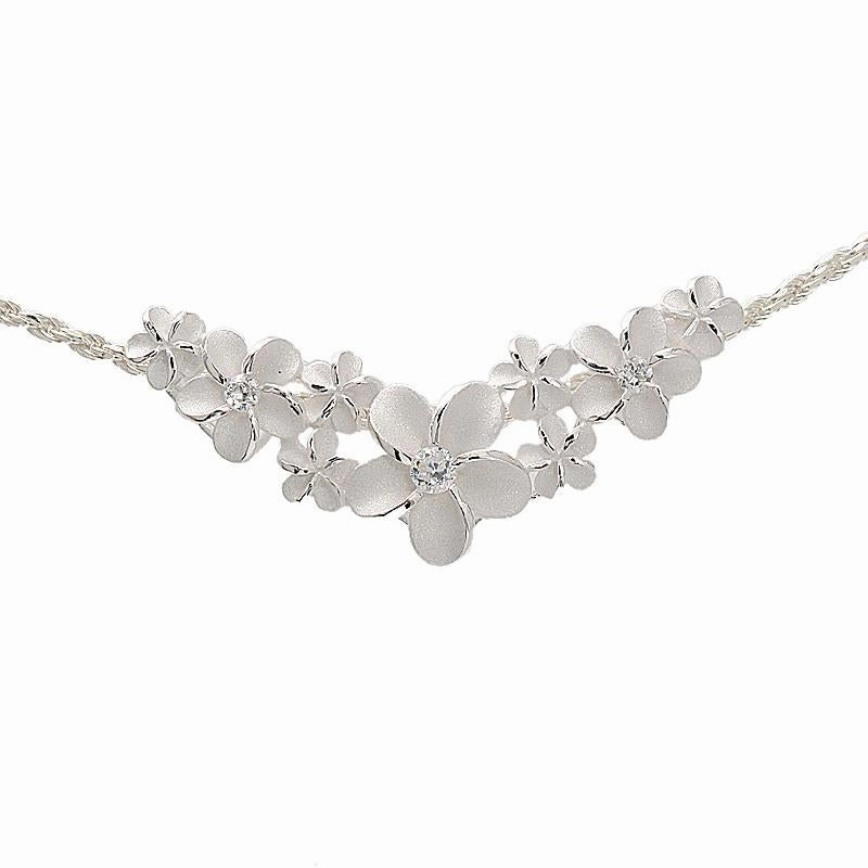 Sterling Silver 9 Plumeria with CZ Slider Pendant (Chain Sold Separately)
