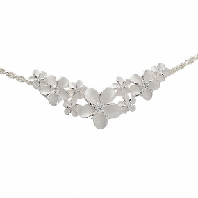 Sterling Silver 9 Plumeria with CZ Slider Pendant (Chain Sold Separately)