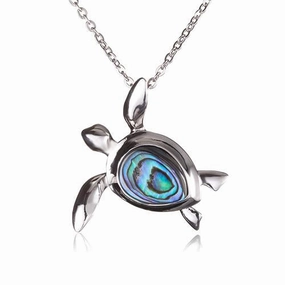 Sterling Silver Abalone Inlaid Honu (Hawaiian Turtle) Pendant (Chain Sold Separately)