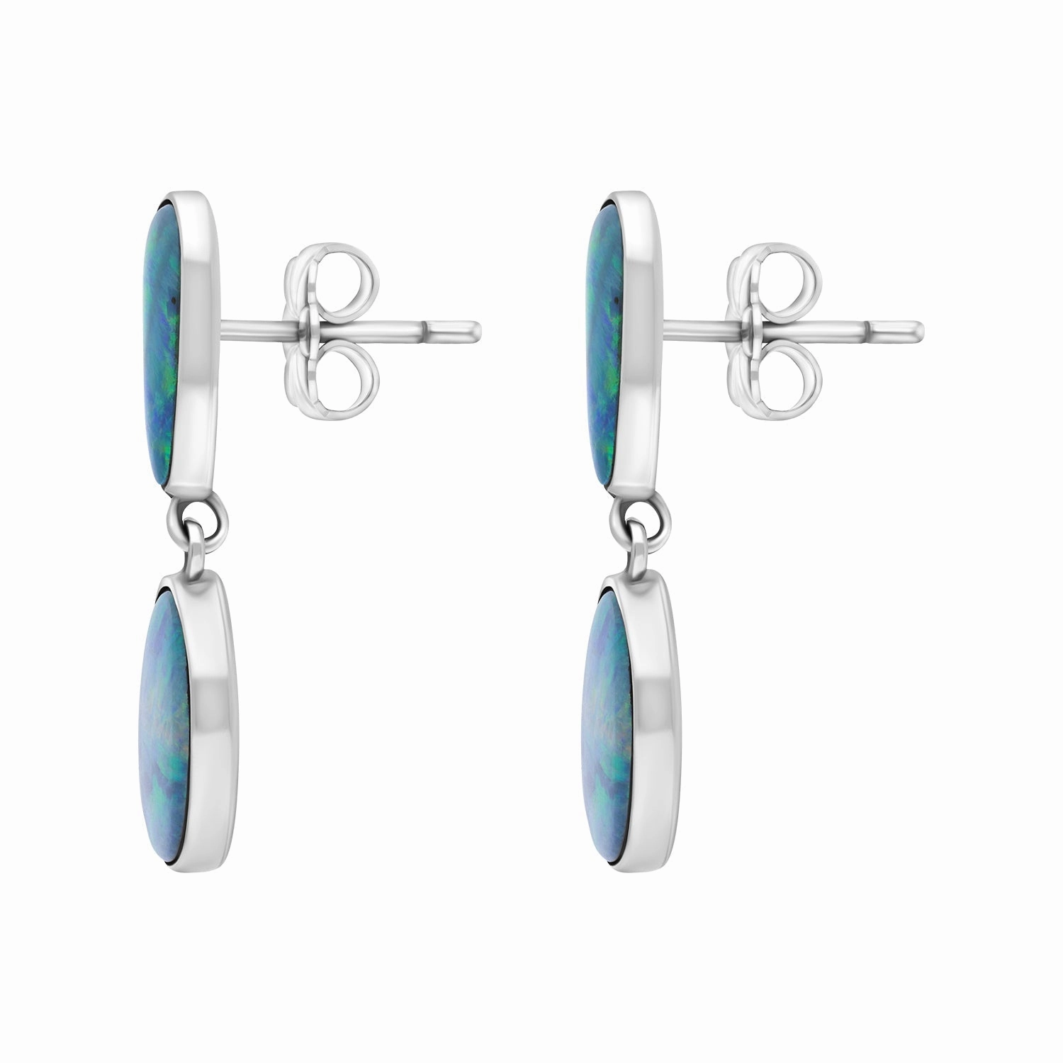 Sterling Silver Abstract Opal Doublet Drop Earrings D