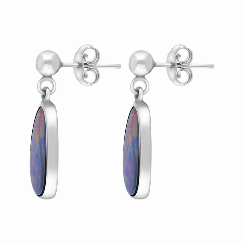 Sterling Silver Abstract Opal Doublet Drop Earrings D