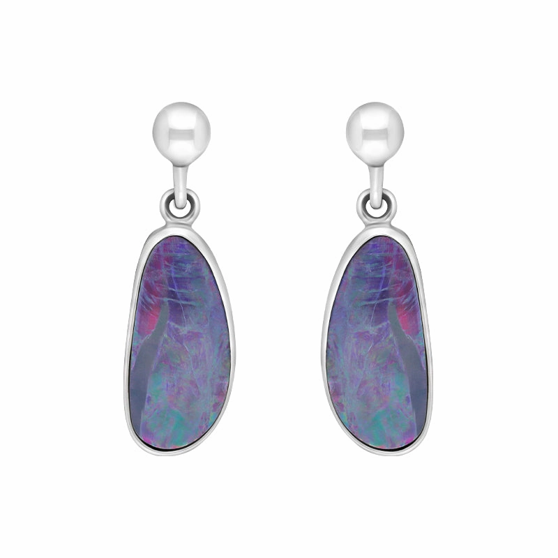 Sterling Silver Abstract Opal Doublet Drop Earrings D