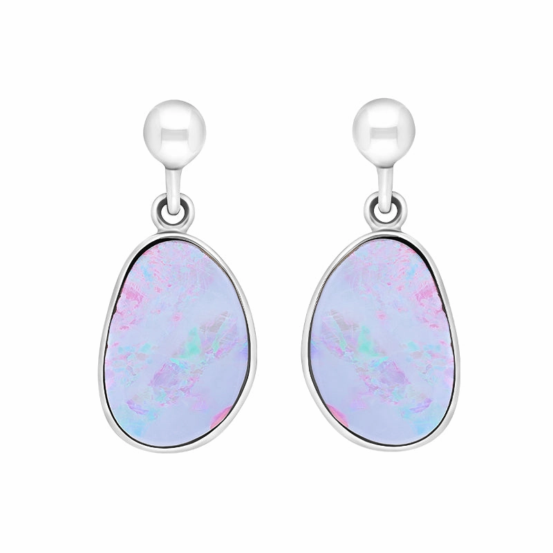 Sterling Silver Abstract Opal Doublet Drop Earrings D