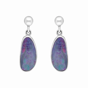 Sterling Silver Abstract Opal Doublet Drop Earrings D