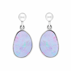 Sterling Silver Abstract Opal Doublet Drop Earrings D