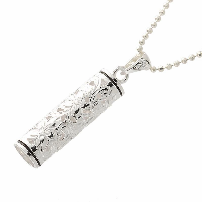 Sterling Silver ALOHA Black Enamel Tube Pendant (Chain Sold Separately)