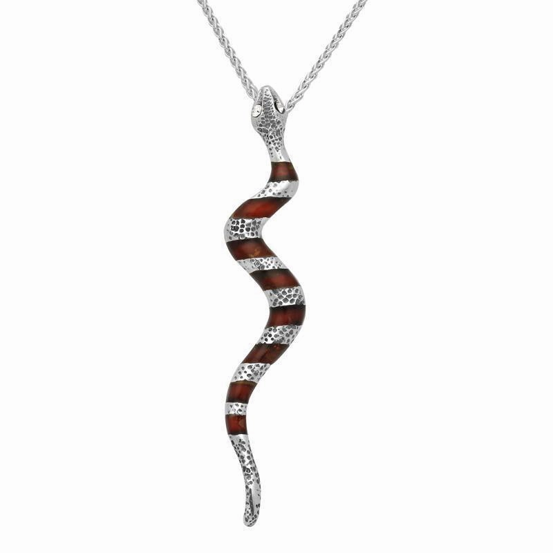 Sterling Silver Amber Snake Necklace D